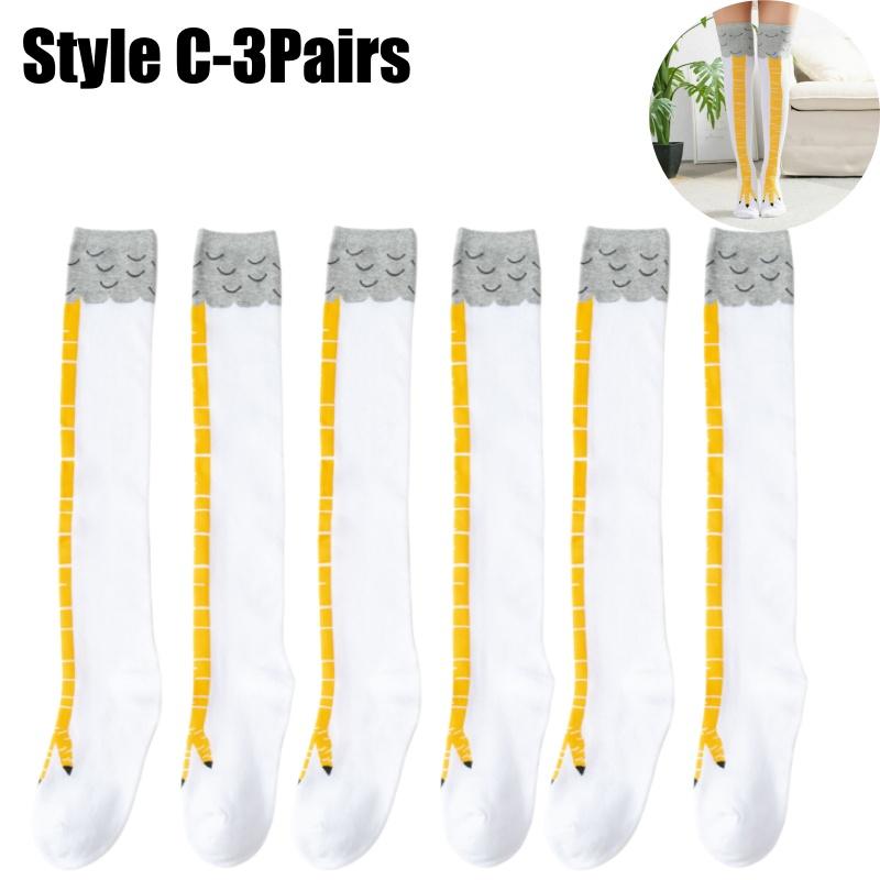 Women Funny Chicken Feet Socks Over Knee Socks Ostrich Print Slimming Socks Autumn Winter Long Tube Stockings for Ladies