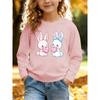 European sizes Kids' Casual Long Sleeve T-Shirt |Cute Cartoon Bunny Heart Pattern,Comfortable Crew Neck Knit Top for Daily Activities and Outdoor Wear
