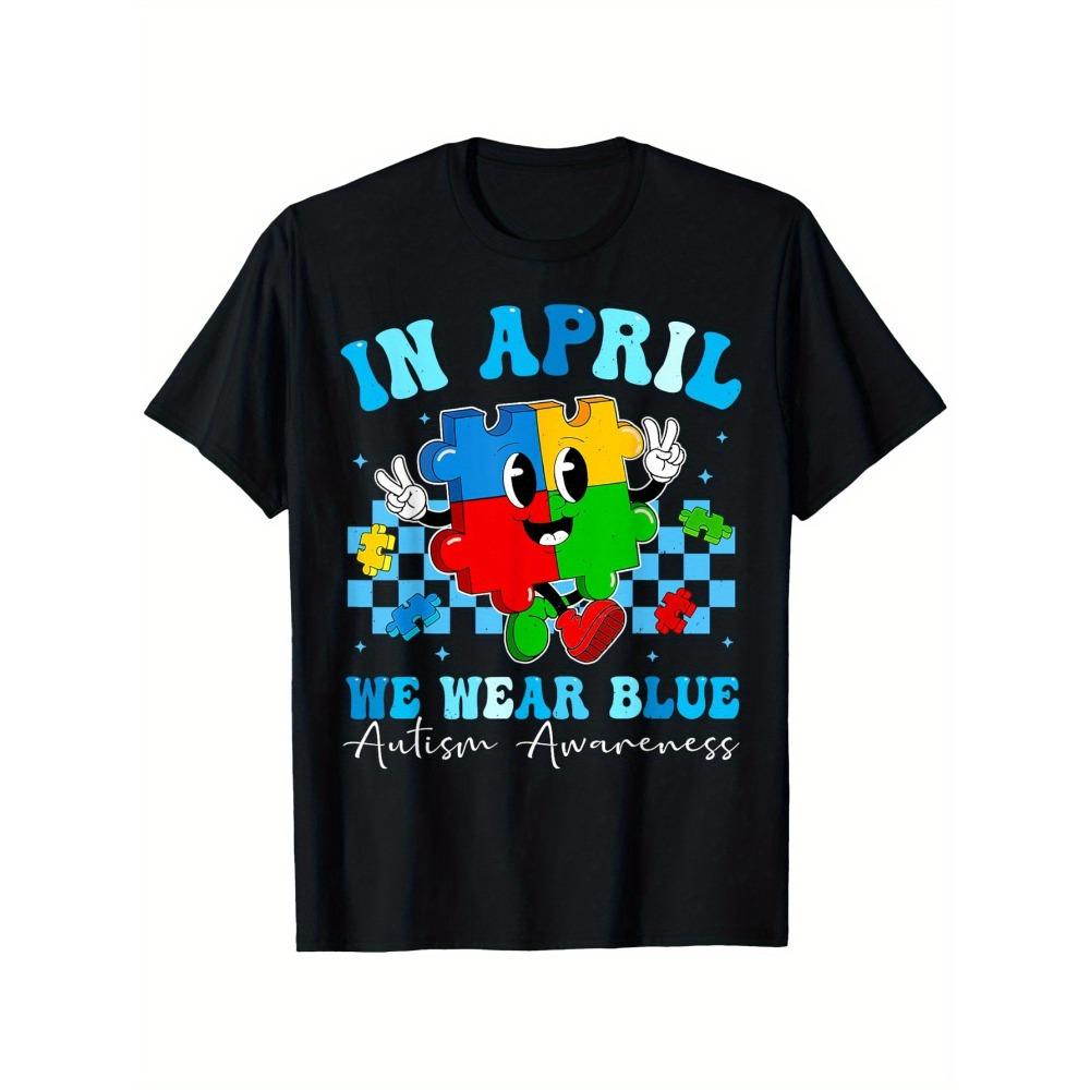 Autistic in April We Wear Blue Autism Awareness Month T-Shirt S разноцветный