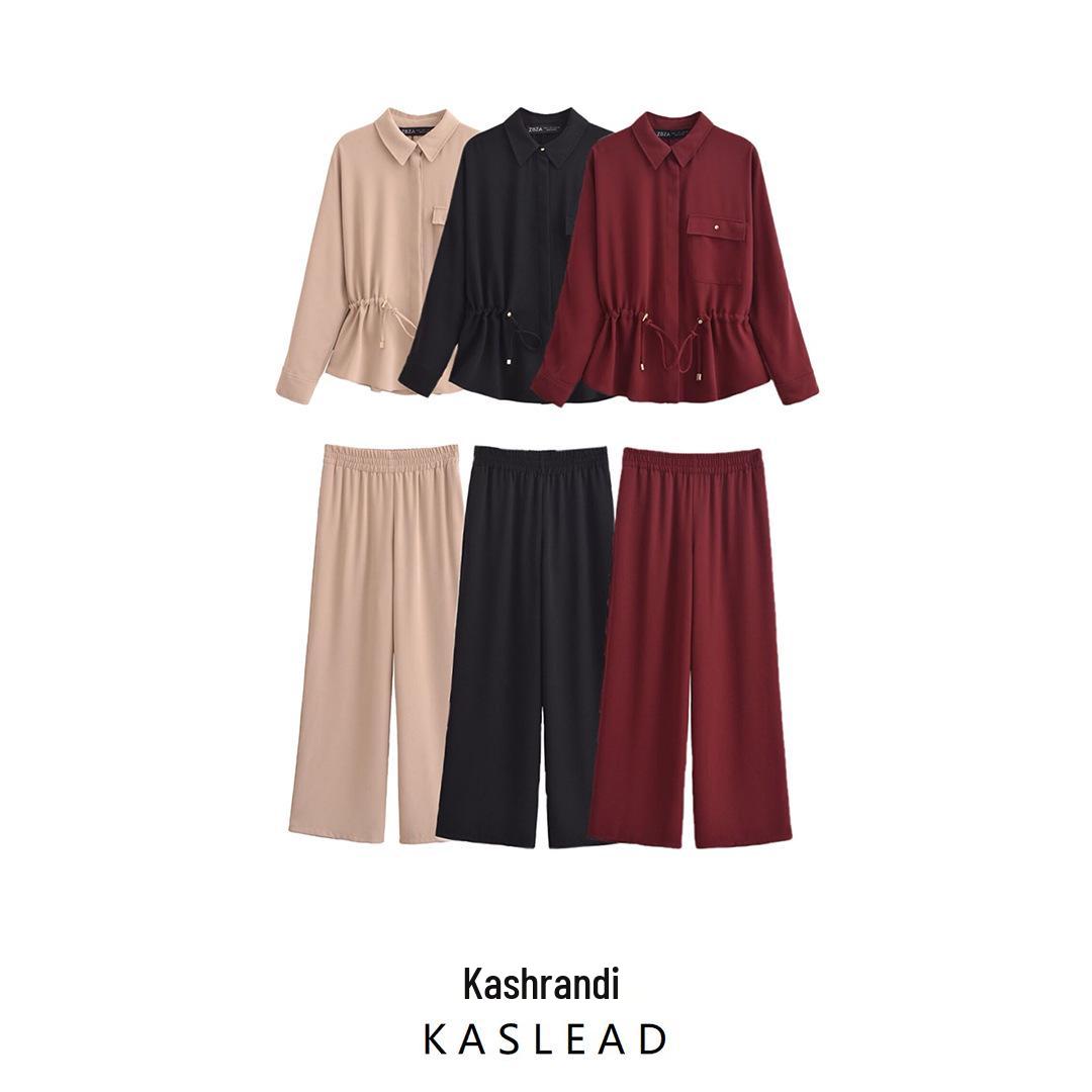 

2025 Spring Women s Crepe Loose Shirt & Casual Long Pants - Euro-American Style Medium