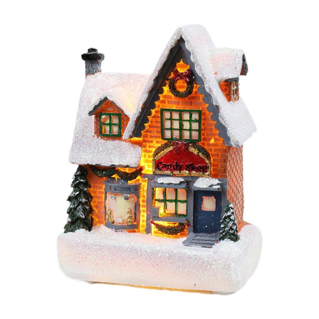Lighted Up Christmas Village House Gift Decors LED Lighted Christmas Village for Home Indoor Outdoor Bookshelf Office Cabinet