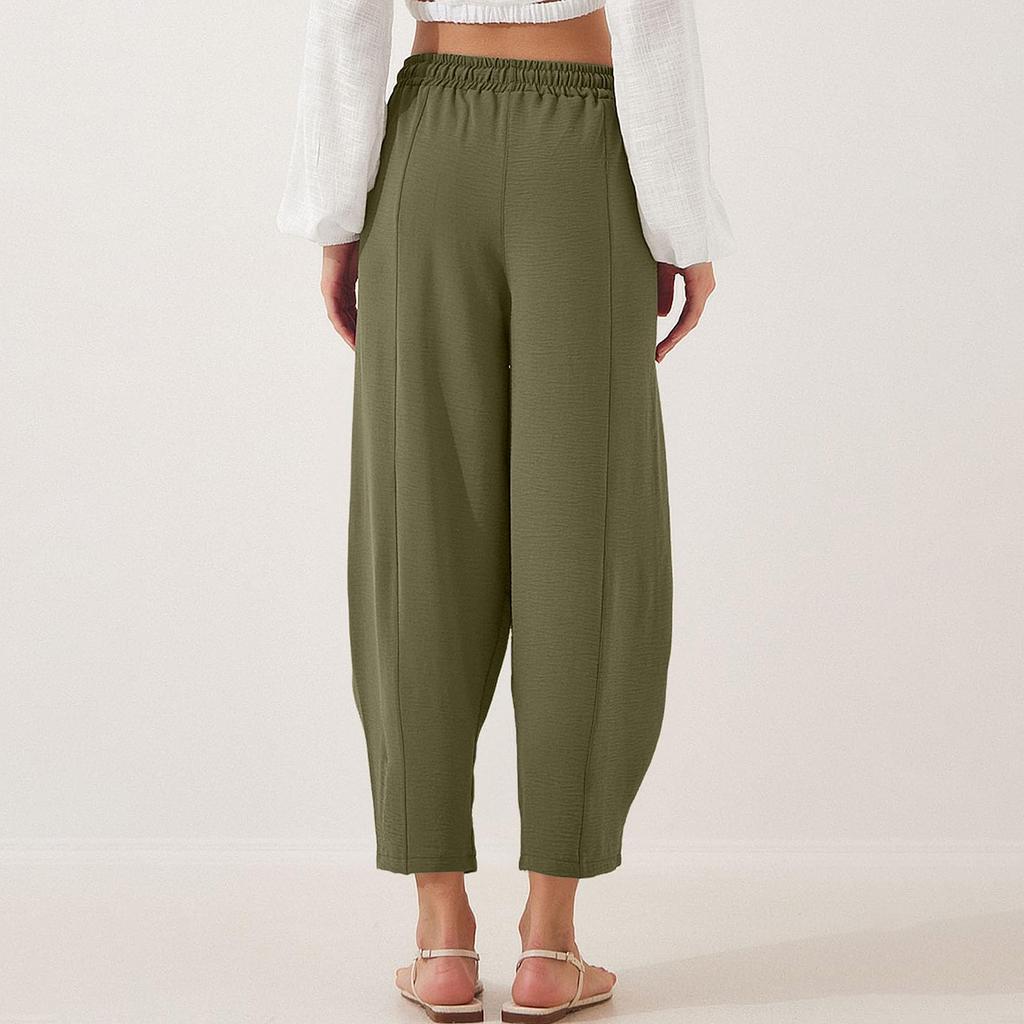 Women's Summer High Waisted Pants Casual Trouser Slacks With Pockets