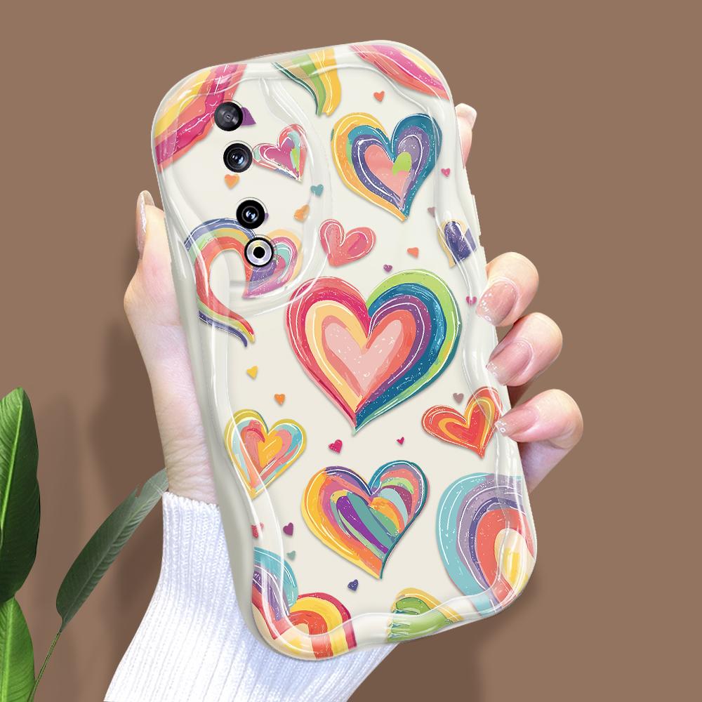 Cute Cartoon Pattern Cream Texture Casing Wavy Edge Soft Silicone Cover Phone Case for Huawei Honor Infinix Tecno iPhone