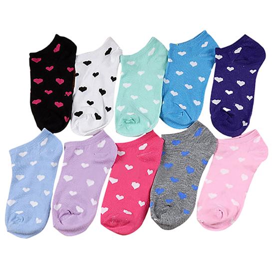5 Pair Socks Lovely Heart Pattern Cotton Blend Women Ankle Socks for Daily Wear