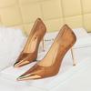 Fashion Luxury Satin Design Women Pumps Sexy Pointed Toe Metal Decoration Thine High Heels Elegant Banquet Mules Shoes for Women Tacones