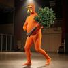 Ținută Cosplay Halloween Portocaliu Body Complet pentru Copii Adulți, cu Burta, Mustață și Sprâncene Galbene, Costum Zentai cu Față Deschisă Bărbați Femei,