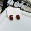 Vintage Wine Red White Mix Color Enamel Metal Geometry Square Stud Earrings for Women Girls Party Jewelry Gift