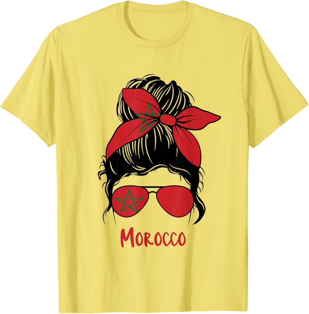 Morocco Messy Bun Women Graphic TShirt Breathable Casual Cotton Tee