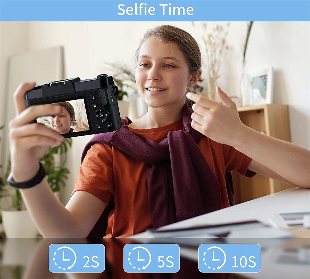 4K Digital Camera 48MP with 3 LCD Screen 16X Zoom Wide Angle & Macro Lens HDMI Output Motion Detection Supports 128GB SD Card