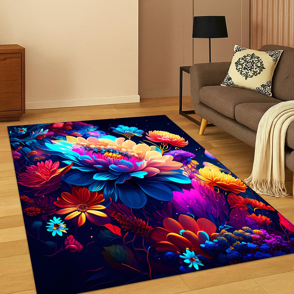 Daisy Sunflower Flower Pattern Carpet Rug for Home Bedroom Living Room Sofa Doormat Kitchen Decor,Kid Game Non-slip Area Rug Mat