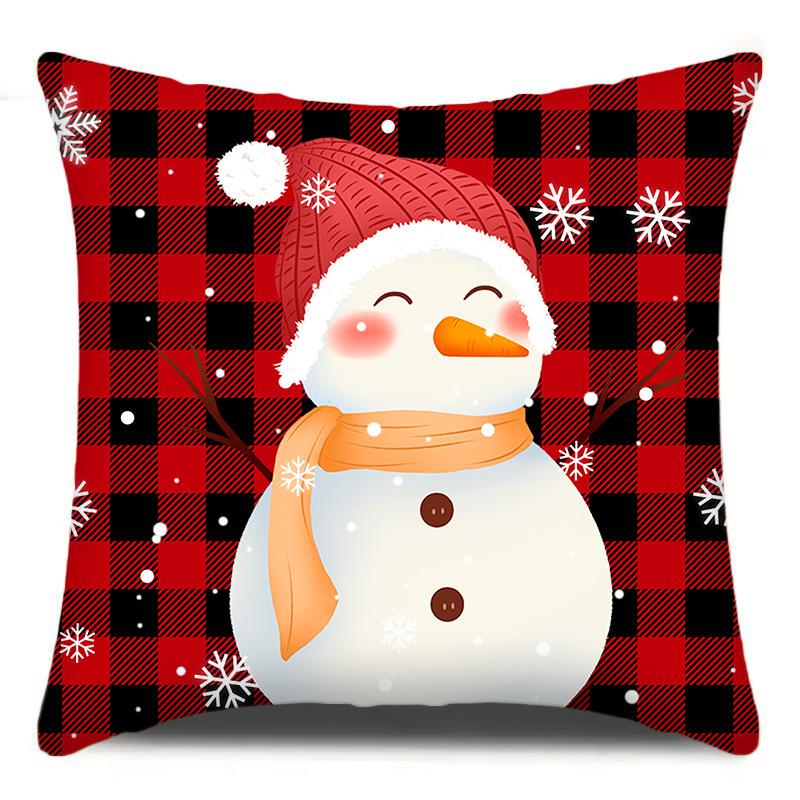

Рождественская наволочка с лосем, льняная, в клетку, с Сантой, для дивана, украшение для гостиной, наволочка 45*45cm