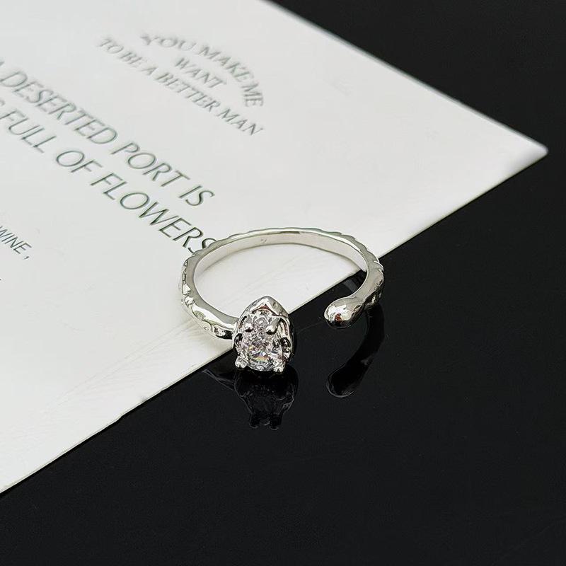 Gentle Personality Single Diamond Simple Diamond Ring Open Ring Women'S Commuting Niche Design Sense Stacked Index Finger Ring