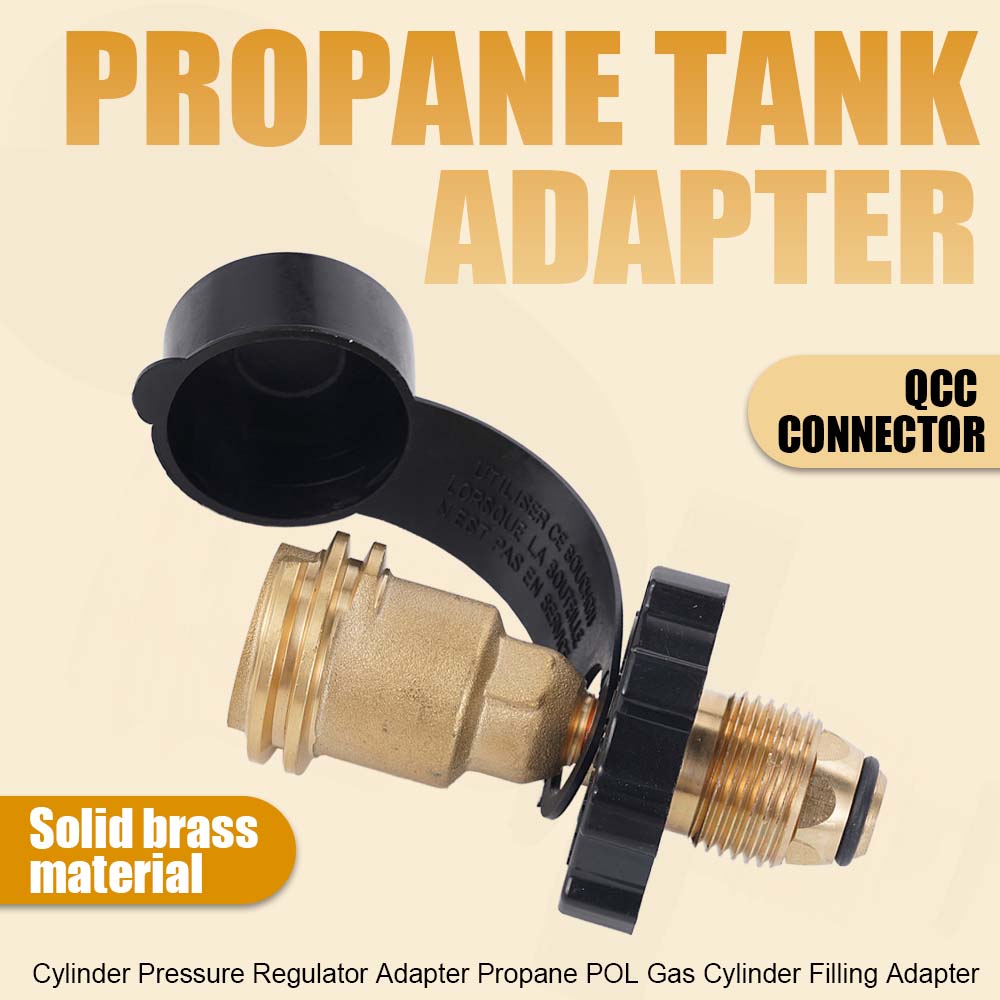 Propane POL To QCC1 Type1 Tank Adapter Solid Brass Handheld Gas Cylinder Converter For BBQ Camping Stove Heater Fire Pit