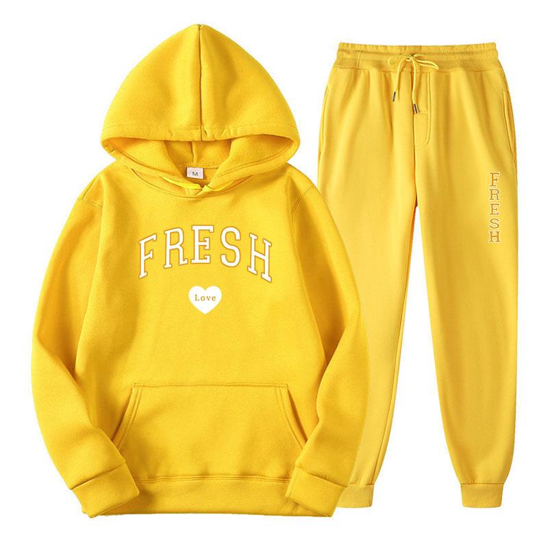 Winter New Men's Casual Sports Loose Personalized Print Youth Fashion Trend Personal Wear Hoodie Set