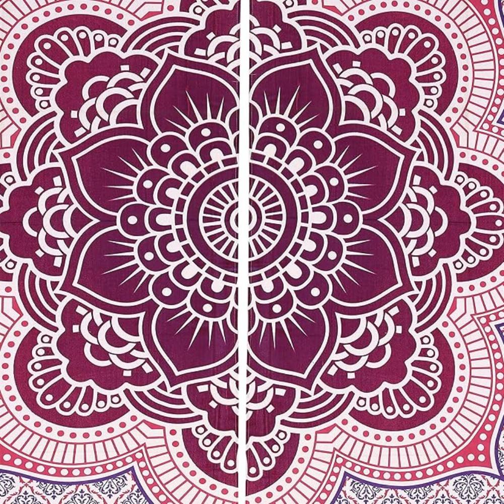 Bless International Beautiful Indian Bohemian Psychedelic Hippie Ombre Window Curtain Panels for Bedroom, Living, Balcony (Purple Pink Flower)
