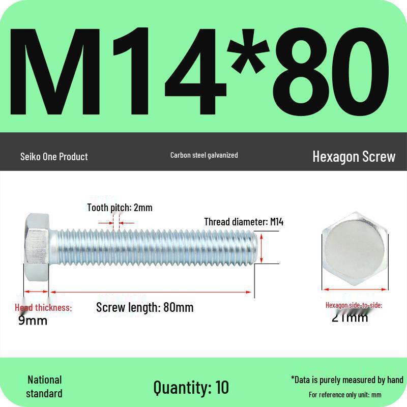 8.8 Grade Hot-Dip Galvanized Hex Bolt Nail M4-M30