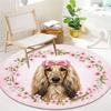 Bow tie puppy Round Area Rug,Carpet Rug for Living Room Bedroom Sofa Playroom Decor,Non slip Floor Mat