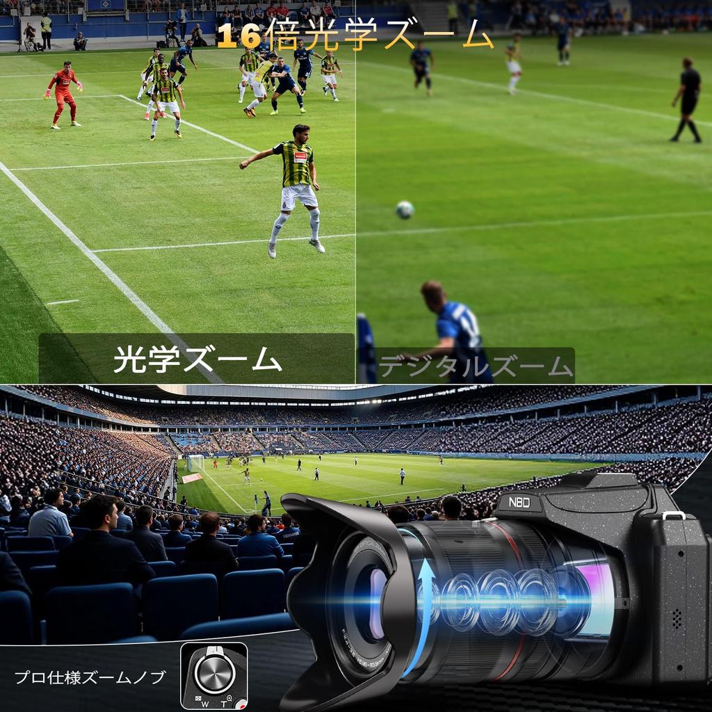 NBD 8K 64MP Digital SLR Camera [Wi-Fi and App Control] 16x Optical Zoom with Autofocus and Image Stabilization  180° Flip-Out Screen & Webcam