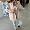 Warm Thick Woolen Coat for Women Autumn Winter Oversized Jacket Loose Casual Lapel Collar Single Breasted Solid Color Long Sleeves Top
