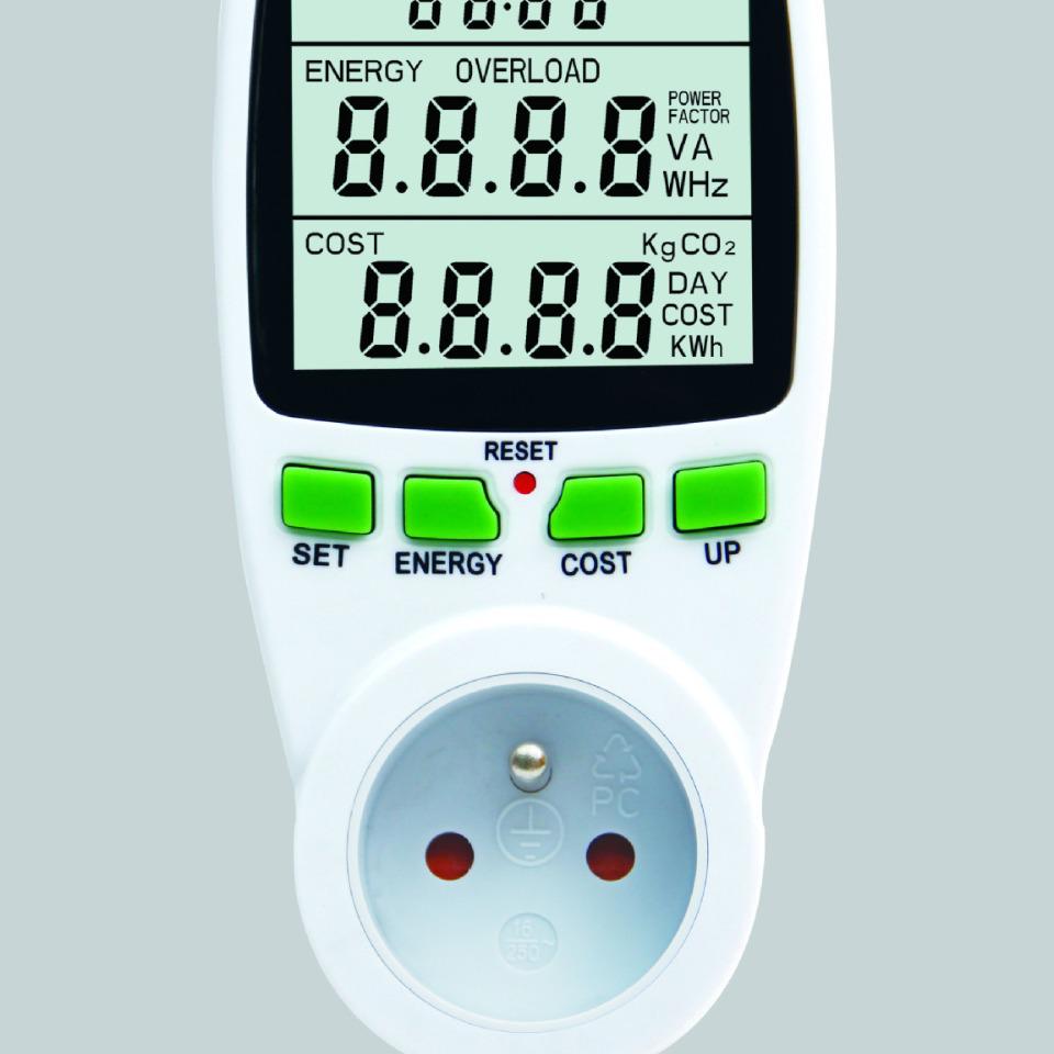 European Standard Smart Energy Meter Socket - Monitors Voltage, Current & Energy Consumption