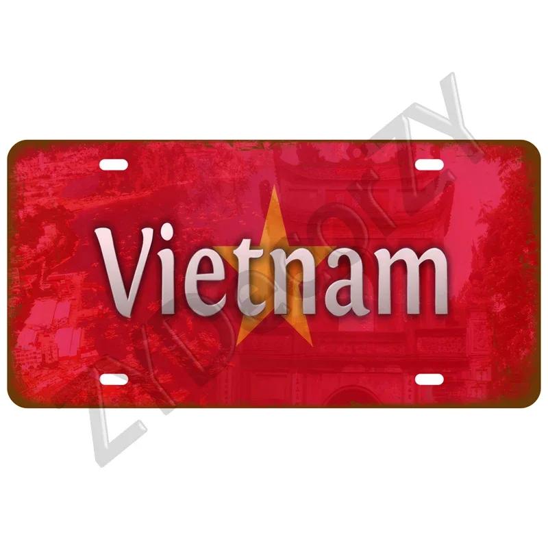 KLIOU Country Flag Tin Signs 15x30 Plaque France Spain Germany License Plate For Wall Home Restaurant Craft Bar Decor Metal Sign