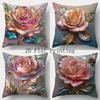 1/4pcs Valentine's Day Rose-Printed Pillowcases for a Romantic Touch! Sofa Cushion Cover Home Bedroom Decoration