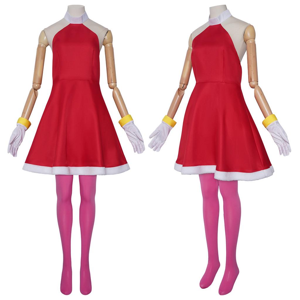 Cosplay Amy Rose Anime Stage Performance Costume Halloween Womens Dress