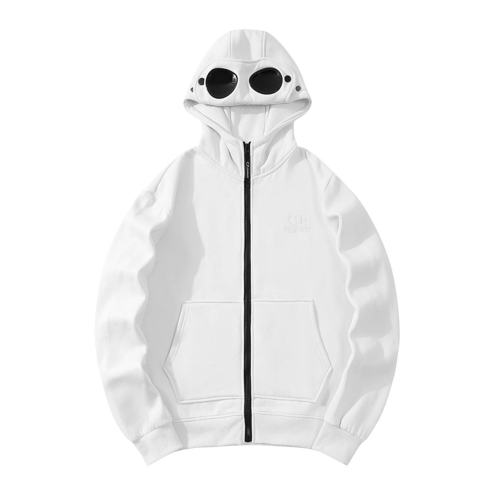 Sdwen Heren- en Dames Sweatshirts Mode Casual Sweatshirt Losse Rits Vest Lange Mouw Jas met Capuchon M wit