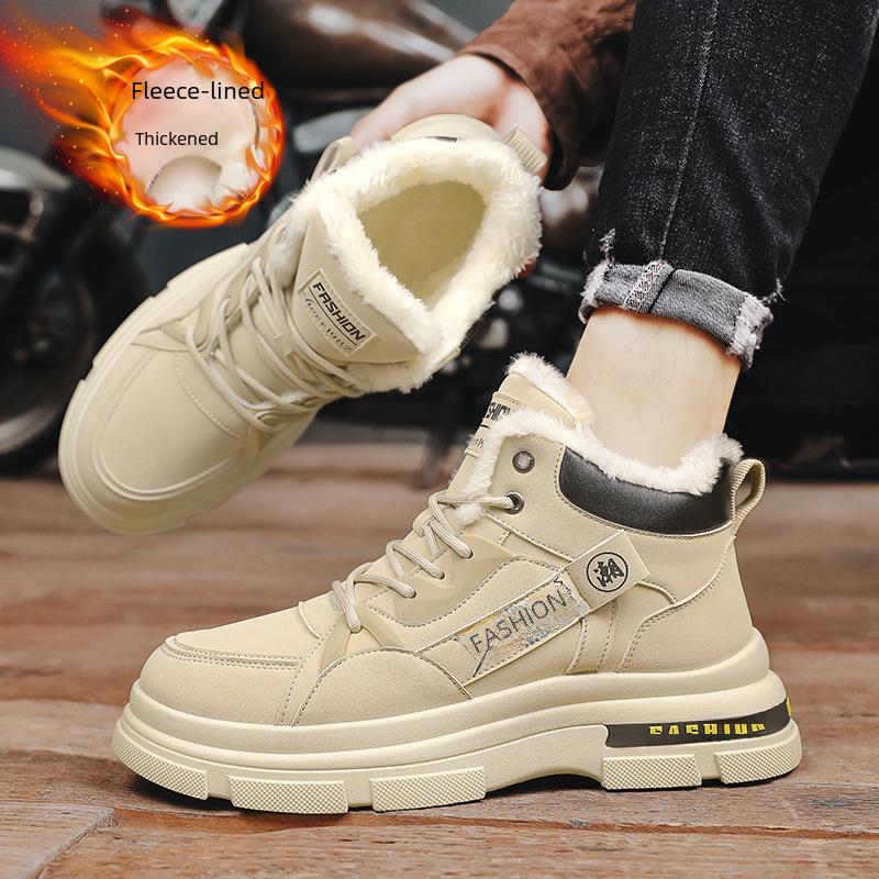 Men's Velvet-Lined High-Top Snow Boots - Warm Outdoor Winter Sports Martin Boots