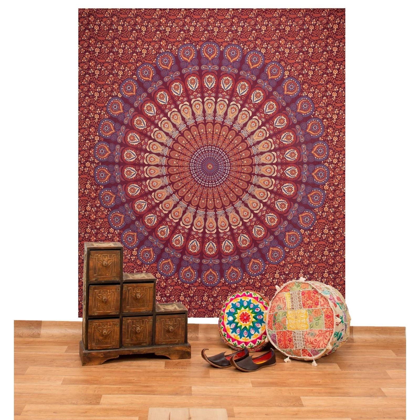 Indian tapestry mandala carpet 75x100