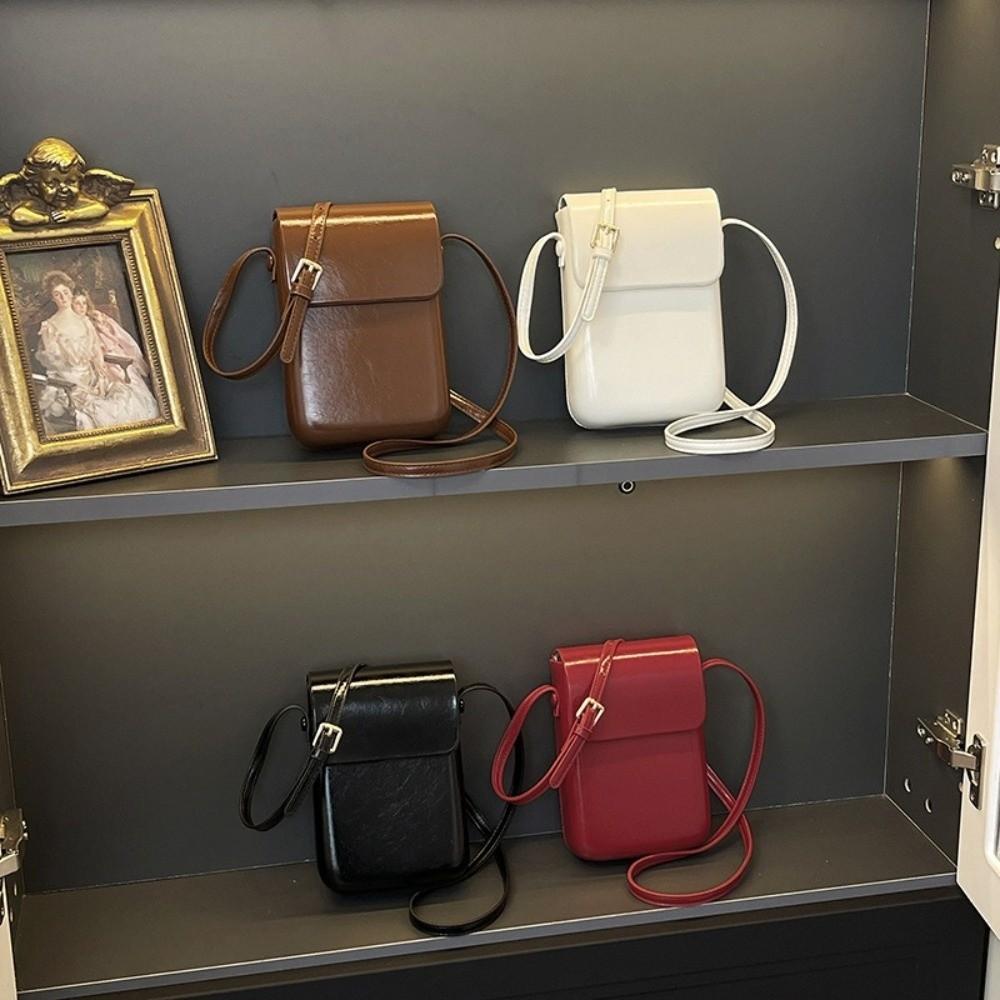 Einfarbiges quadratisches Handy-Tasche Koreanische Umhängetaschen Tragbare Klapp-Schultertasche Handtaschen