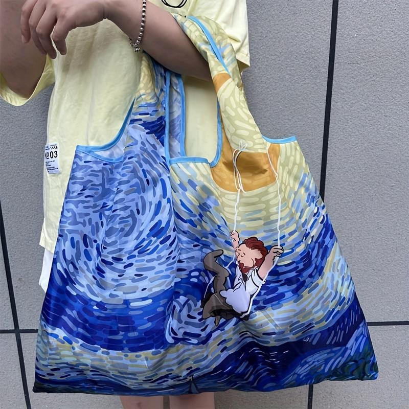 Sac à bandoulière pliable élégant Grande capacité Sac à bandoulière portable pour femmes, Sac fourre-tout de shopping avec plusieurs motifs disponibles