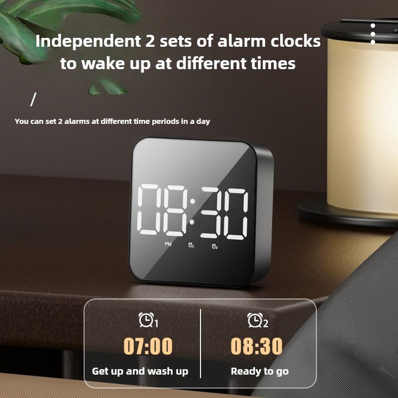 New LED Electronic Alarm Clock with Large Display Dual Power Voice Control Temperature for Students