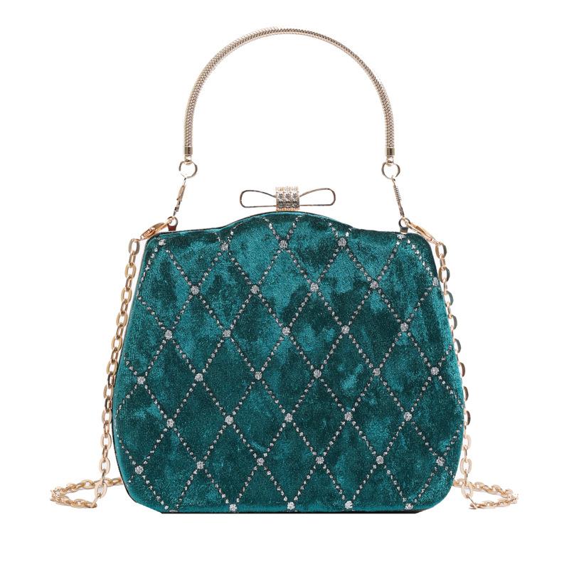

Exquisite literary four-square diamond-encrusted contrasting color clip women s chain small square bag 24 spring new shoulder messenger bag зелений