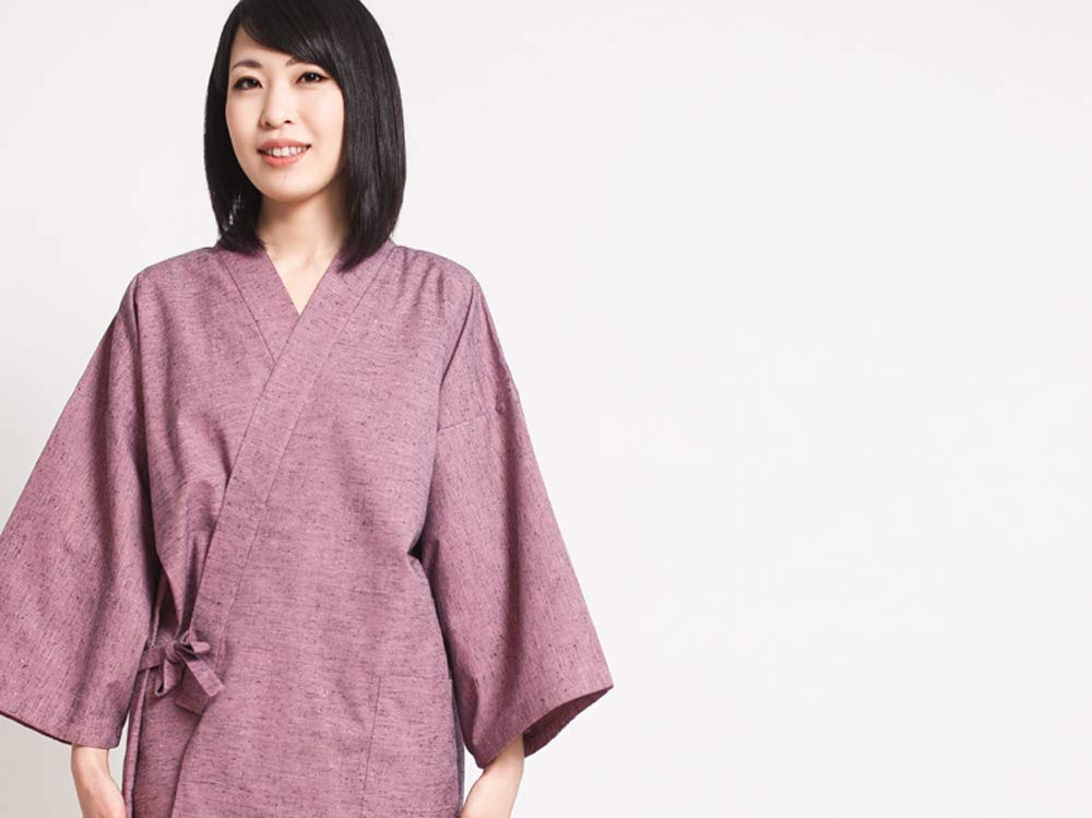 Tayutaf Women's Samue Kimono, Made in Japan, Year-Round Wear, Stylish, Washable, Kurume Cotton, Rokka/ROCCA (L, Navy)