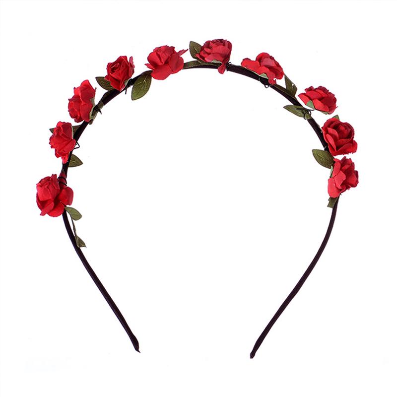 Hot sale ladies rose flower hair bands colorful wedding headwear