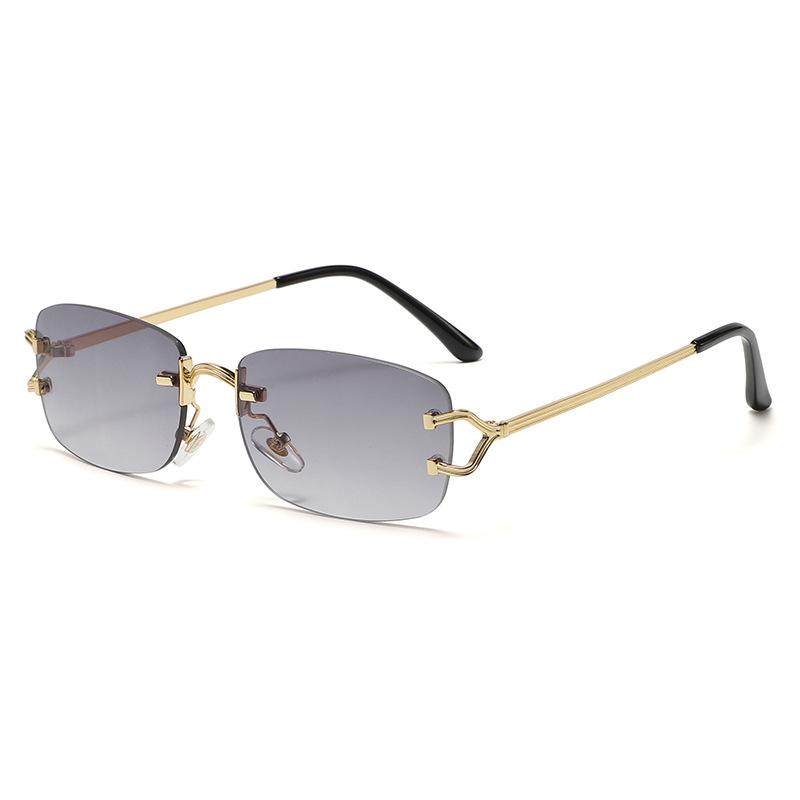 Luxury Rimless Sunglasses Small Square Metal Frame Sun Glasses for Women Men Unisex Fashion Trendy Frameless Eyewear