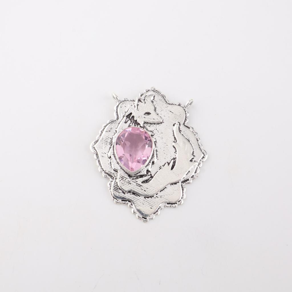 Morganite Gemstone 925 Sterling Silver Jewelry Pendant1.29" For Anniversary Gift CP-32-13