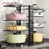 Kitchen Shelf Pot Organizer Multi-Layer Adjustable Pot Rack Storage Shelves for Under Sink Cabinet