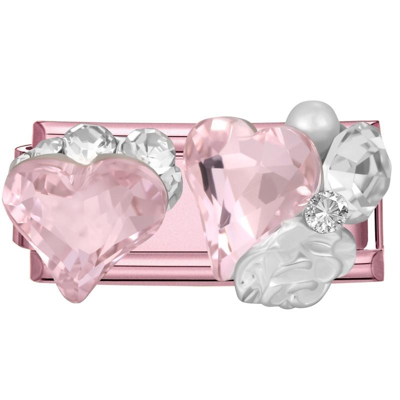 Romantic Pink Love Rose Butterfly Star Shell Zircon Long Italian Charm Links Fit 9mm Stainless Steel Bracelet DIY Making Jewelry