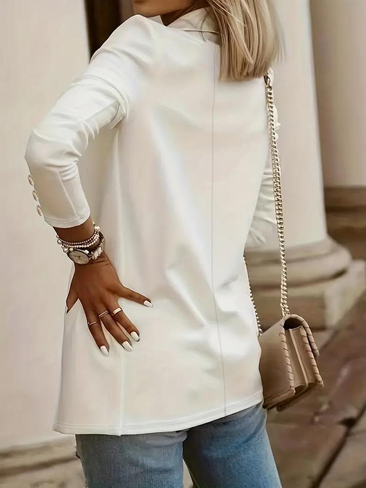 Autumn Winter Women Fashion Solid Color Lapel Suit Jacket Office Leisure Suit