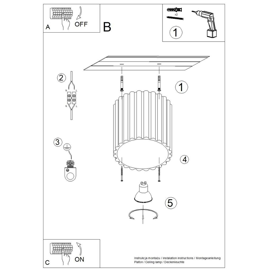 Spot Sufitowy Nowoczesny Ryflowany Okrągły Czarny 10 Cm 1Xgu10 10W Aura Sollux Lighting