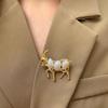 Elegant Sheep Goat Shaped Brooch Rhinestone Pearls Lapel Pin Animal Brooch Perfect For Daily Wear Party Dresses