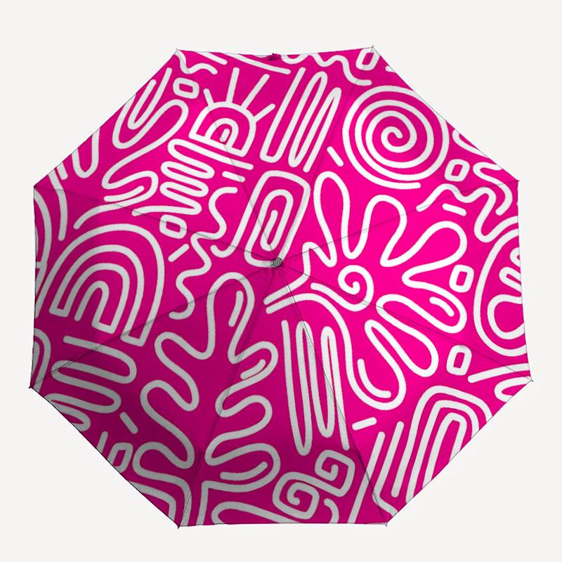 

1pc Abstract Patterns Automatic Folding Umbrella Portable Collapsible 8-Rib Umbrella for All Seasons, Casual Outdoor Accessory, Perfect Gift