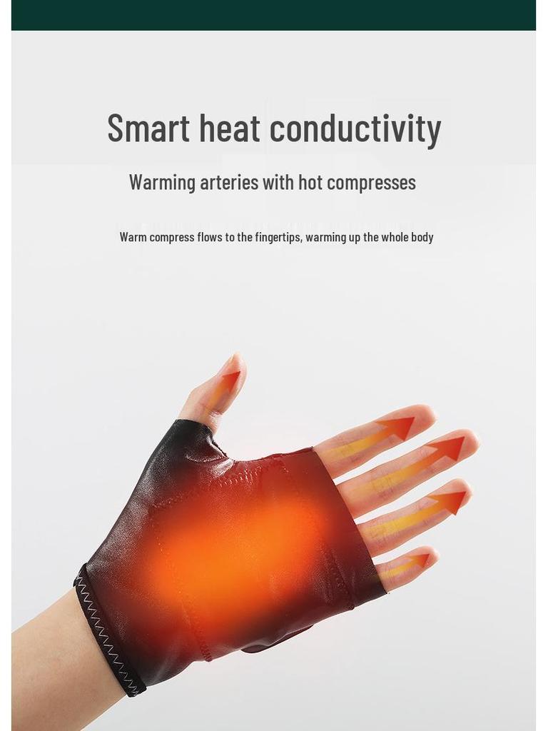 Gants Chauffants Intelligents Unisexe pour Automne/Hiver - Chaleur Demi-Doigts pour Sports, Gaming et Bureau