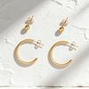 4Pcs/Set Titanium Steel Earrings for Women Minimalist Gold Color C-Shaped Stud Earrings Fashion Daily Jewelry Decoration Wear