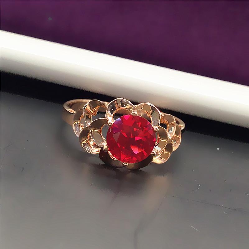 Exquisite Russian 585 Purple Gold Lace Earrings Fashionable And Noble Rose Gold-Plated Red Stone Foreign Gas Color Gold Ear Buckles