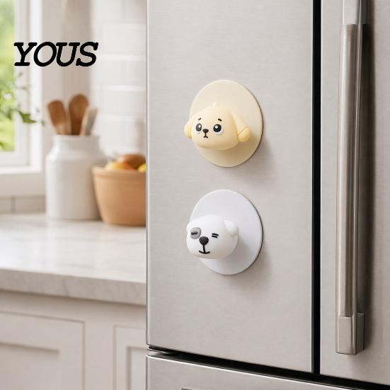 Noise Reduction Door Pad Cartoon Dog Handle Stopper, Self-Adhesive Knob Stop Wall Protector Protector, Quiet Shock Absorbent Bumper