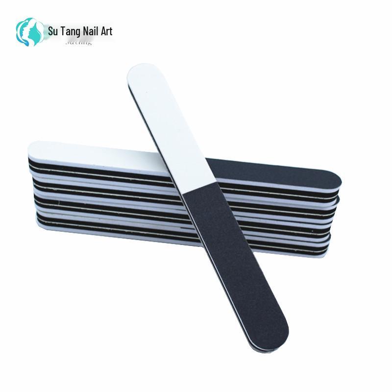 Thickened Three-Sided Nail Polishing File: Black, White & Grey Sponge Sanding Strip