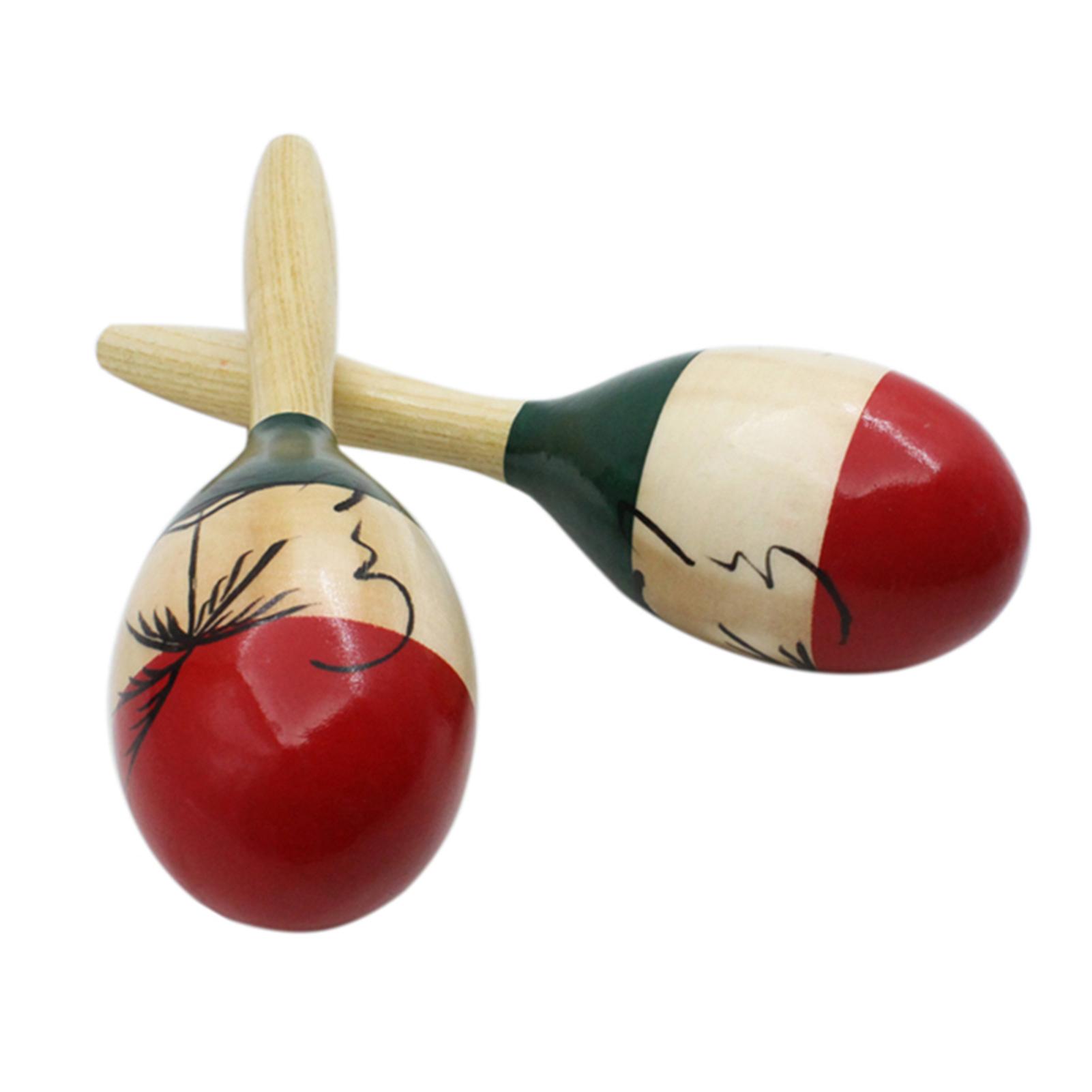 

Pair of Wooden Large Maracas Rumba Shakers Rattles Sand Hammer Percussion Instrument Musical for Kid Children Party Games
